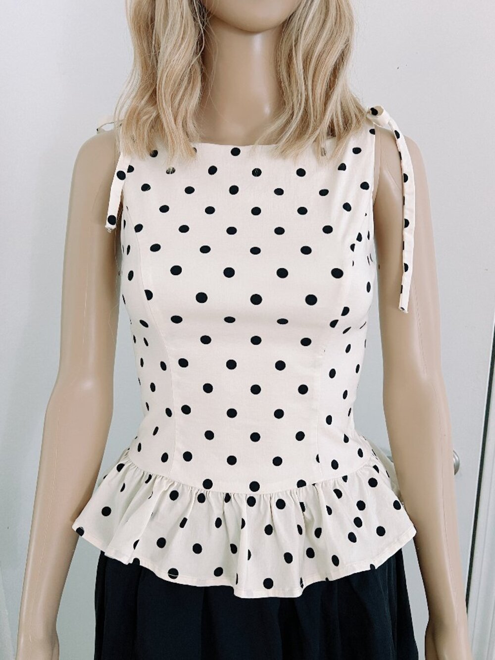 Urban Revivo Polka Dot Peplum Bow Top Size XS